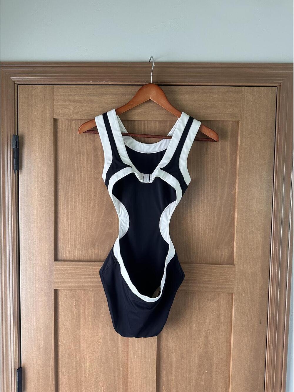 STAUD Dolce One Piece Swimsuit with Cutouts in Black/White Women’s XS - Picture 4 of 15